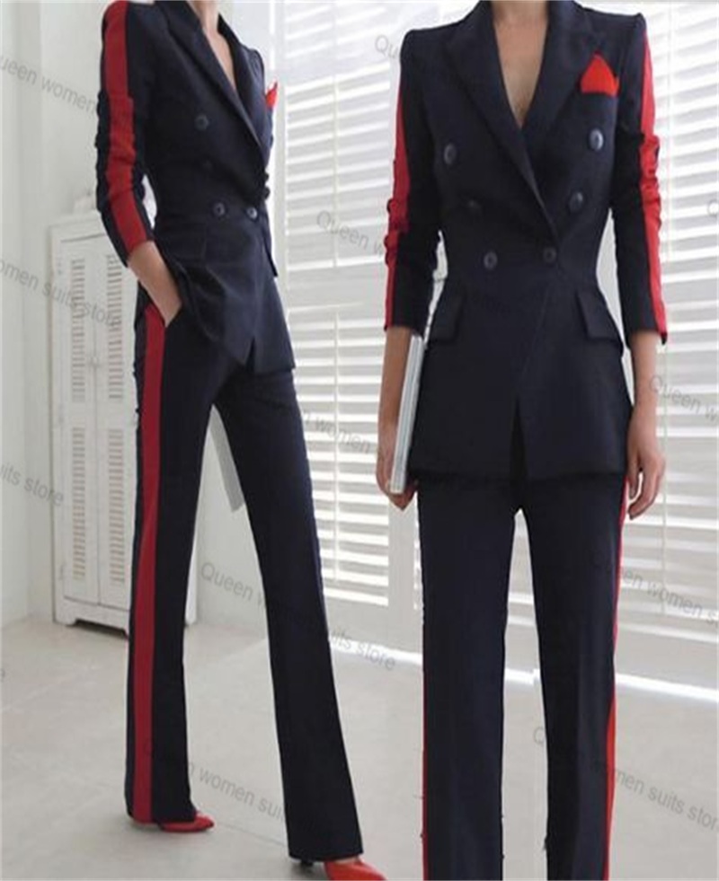 Women Formal Wear Blazer Set - Red Black Autumn Women Suit Set