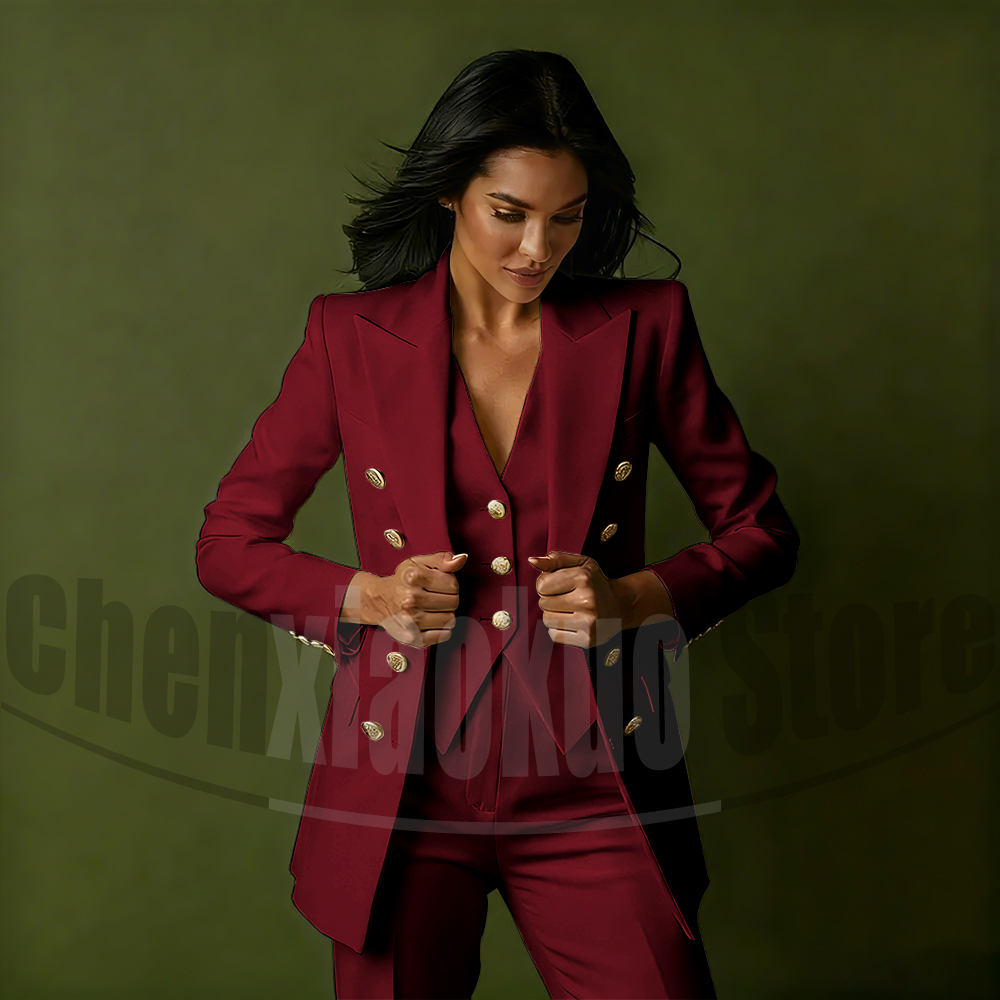 Women's Double Breasted Three  - Women Formal Wear Blazer Set recension och pris