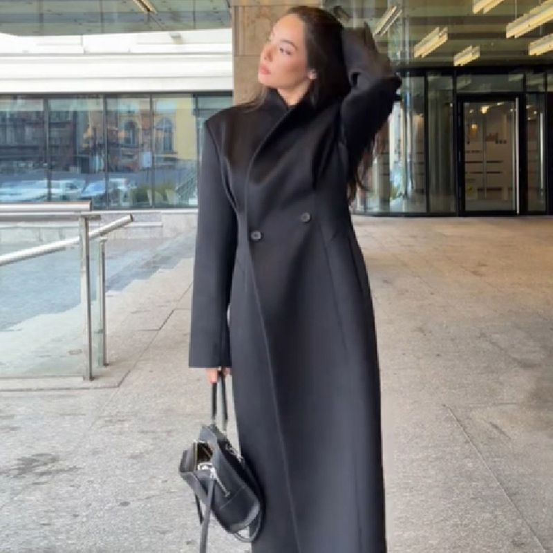 Women Stand Collar Double Brea - Tailored Coat Wool recension och pris