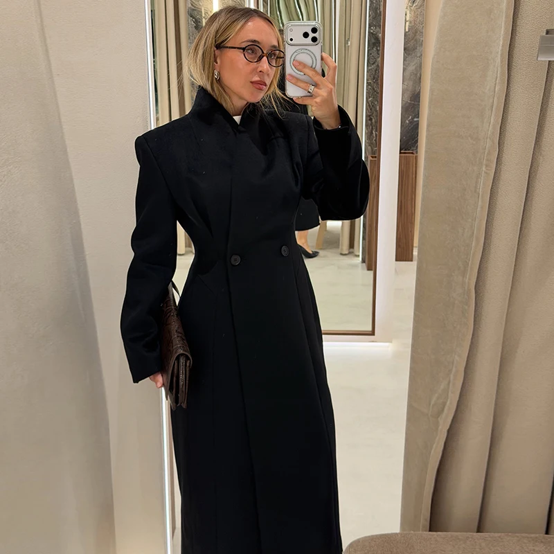 Women Stand Collar Double Brea - Tailored Coat Wool recension och pris