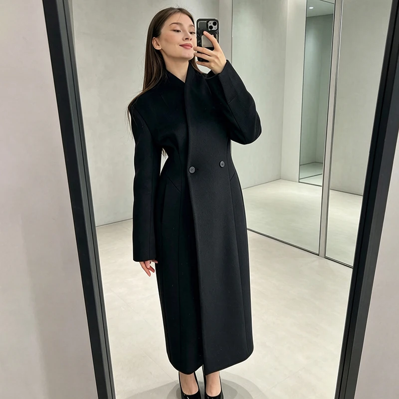 Women Stand Collar Double Brea - Tailored Coat Wool recension och pris