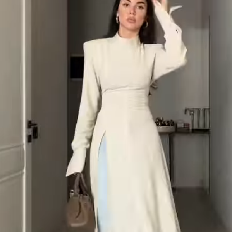 Women's Elegant High Neck Long - Women Formal Wear Office recension och pris