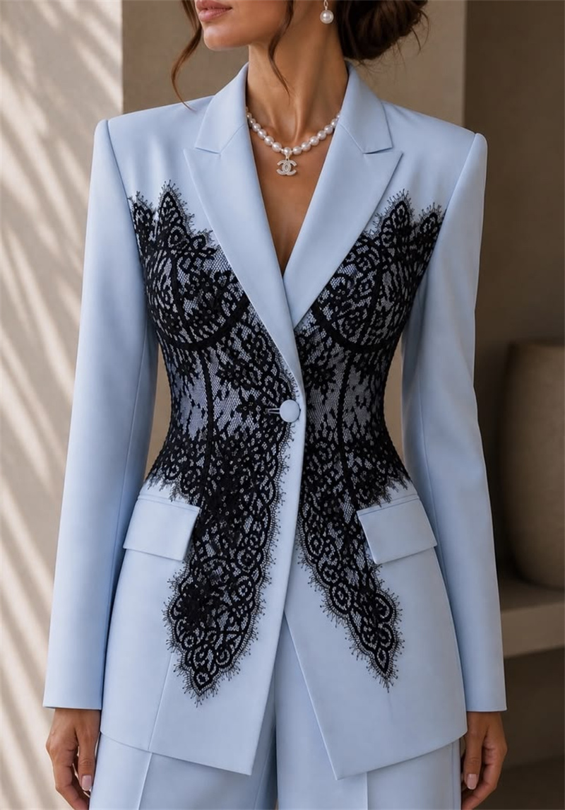 Fashion Blue Women Suits Set 2 - Women Formal Wear Blazer Set recension och pris