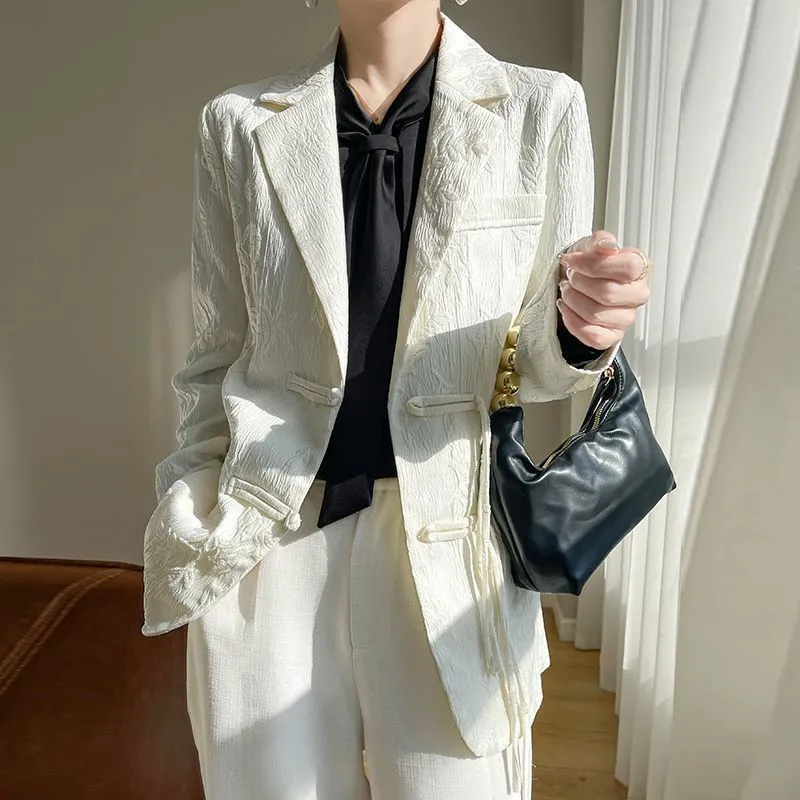 Women's White Textured Blazer  - Women Formal Wear Office recension och pris