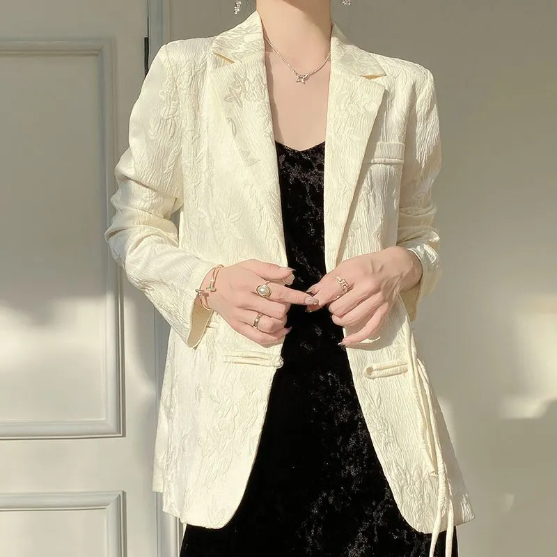Women's White Textured Blazer  - Women Formal Wear Office recension och pris