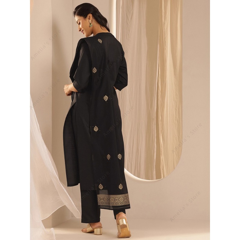 Women's Black Jacquard Kurta P - Women Formal Wear Ethnic recension och pris