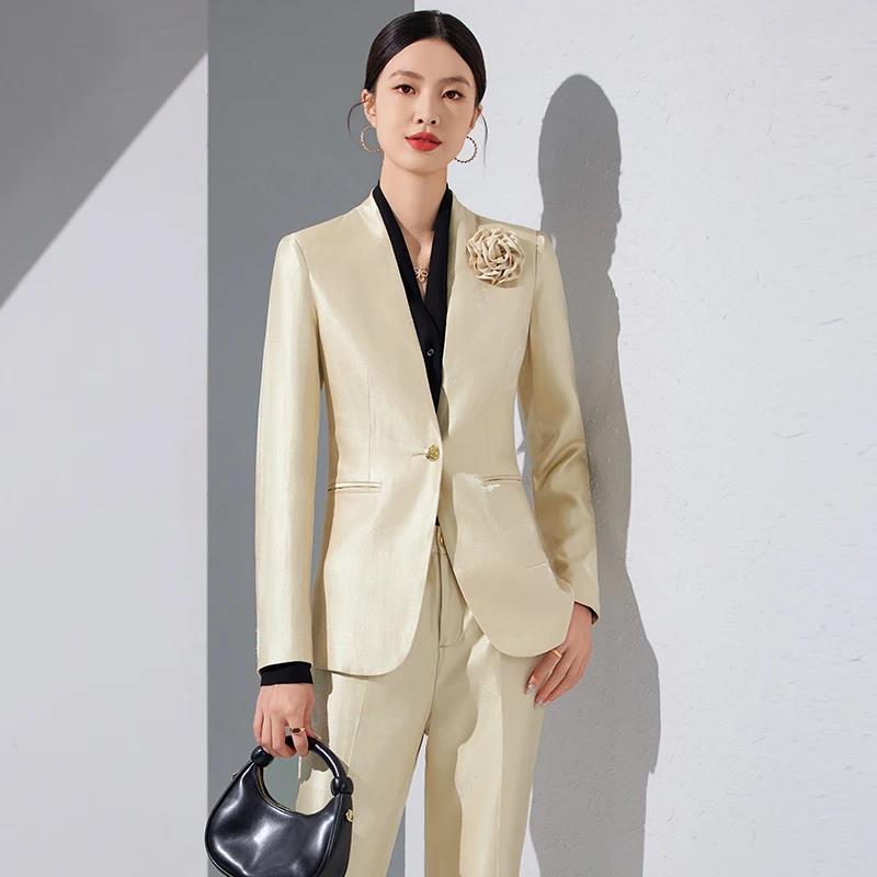 Women Blazer Pants Sets Gold A - Women Formal Wear Blazer Set recension och pris