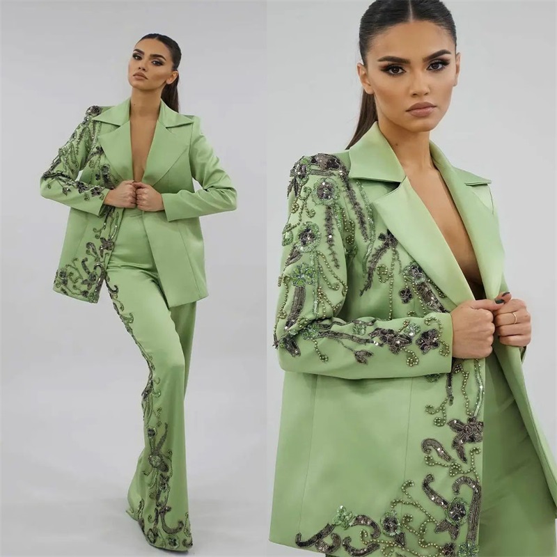 Designer Green Satin Women Sui - Women Luxury Formal Wear recension och pris