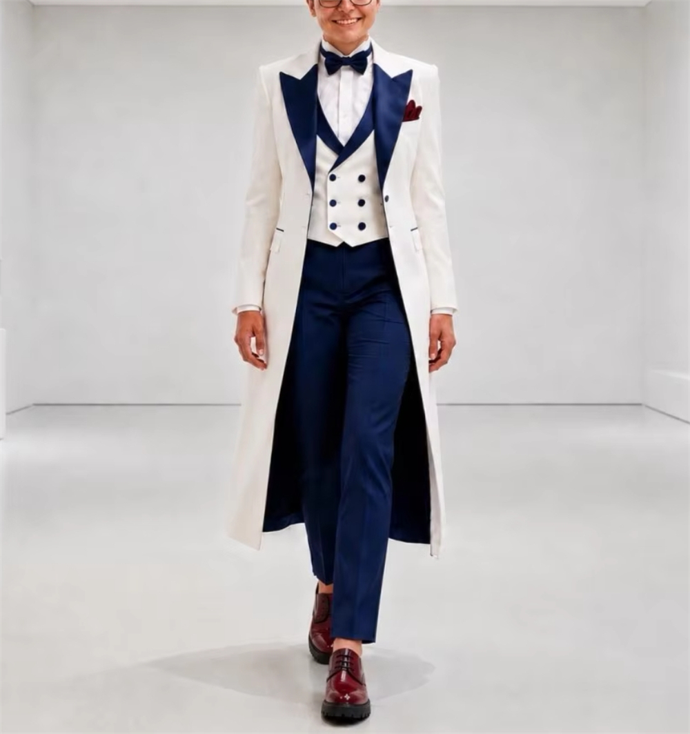 Navy Blue White Women's Jacket - Women Formal Wear Office recension och pris